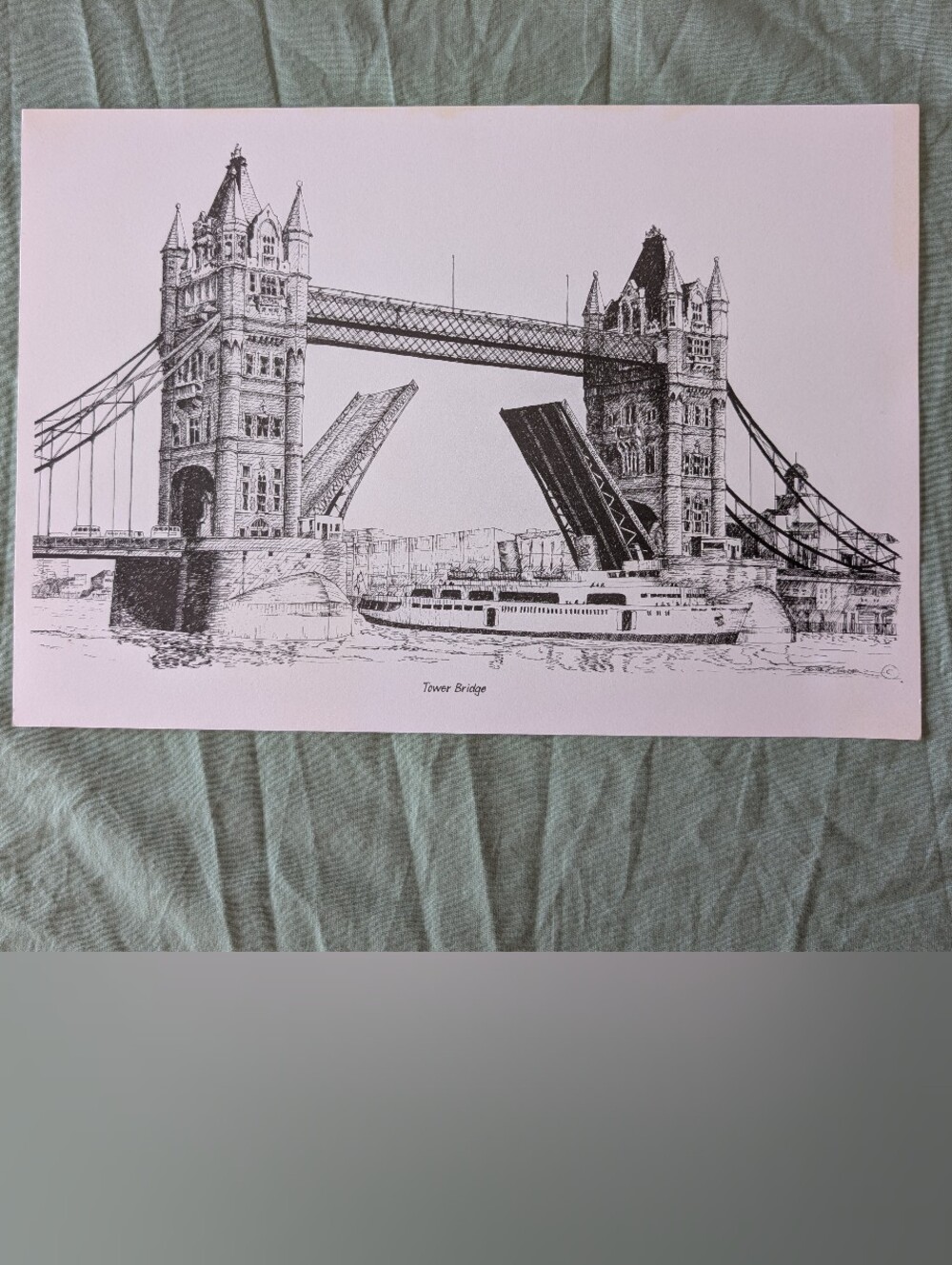 Black and White Tower Bridge Pen & Ink Print - Unbranded